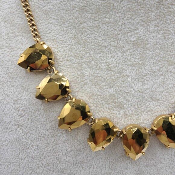 J Crew Teardrop Gold Stone Statement Necklace - Picture 2 of 8